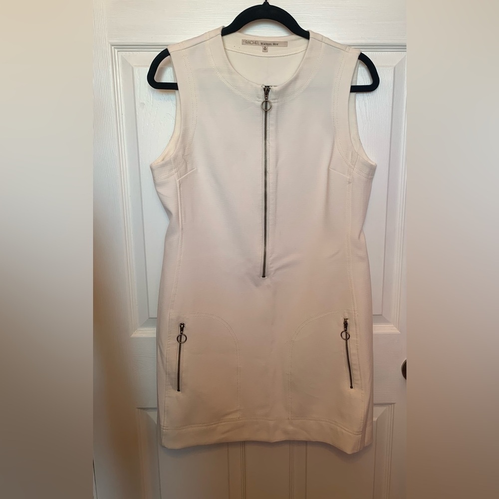 RACHEL Rachel Roy Ivory Sleeveless Zip-Front Mini Dress